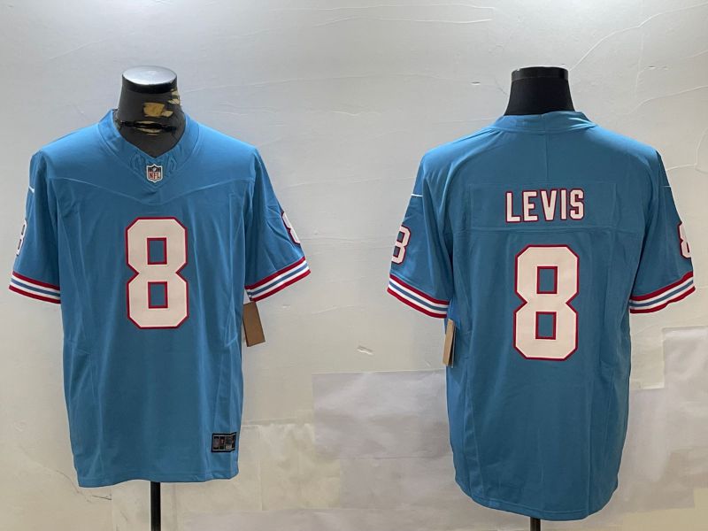 Men Tennessee Titans #8 Levis Light Blue Throwback Three generation 2024 Nike Limited NFL Jersey style 1